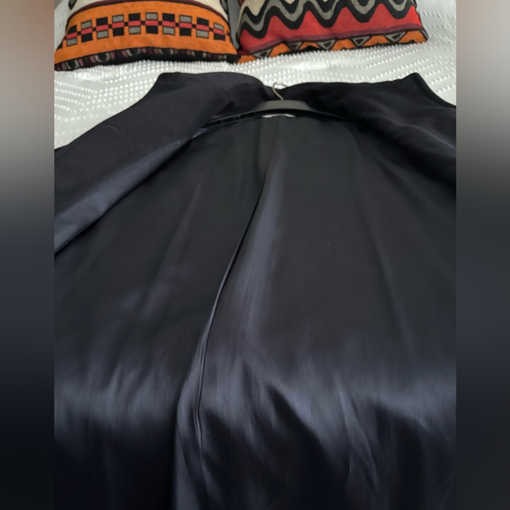 WOMENS FORESTER OF BOSTON INK BLUE 100% WOOL BALMACAAN LONG BUTTON COAT SZ 6 - Picture 7 of 13